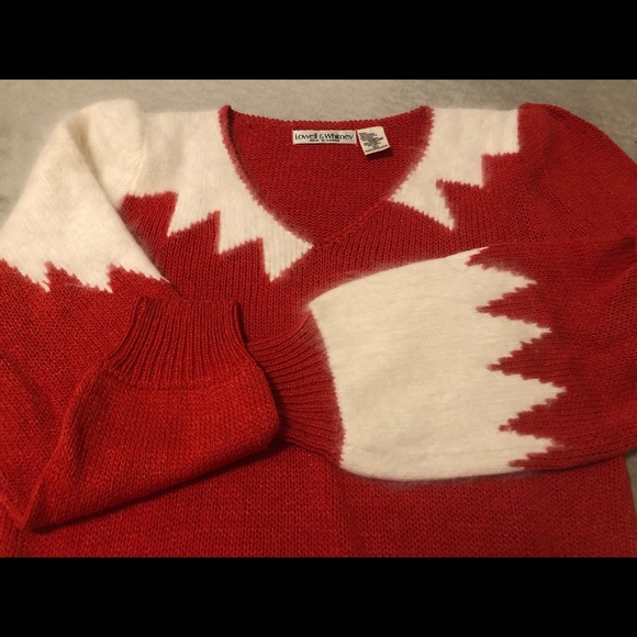 Red Angora Trim Sweater - Picture 2 of 4